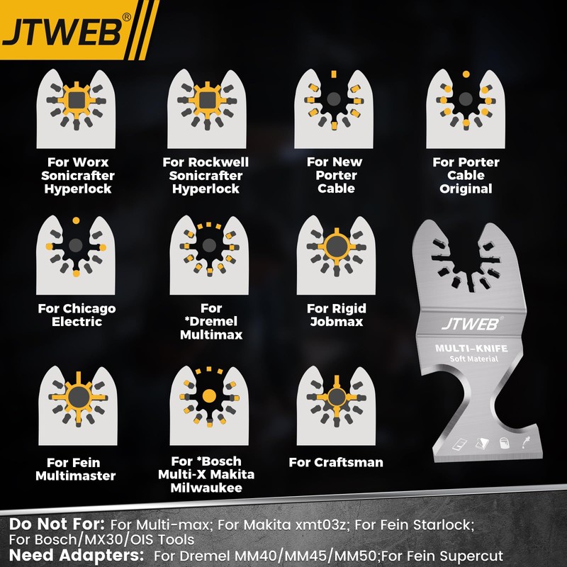 JTWEB Oscillating Multi Tool Hook Knife Blade Scraper, 10PCS Asphalt