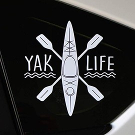 Byzee Kayak Window Decal | Yak Life Kayaking Paddle Sticker | White 5.5" Vinyl