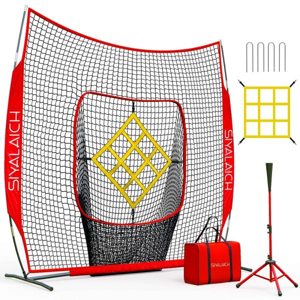 SIYALAICH Portable Baseball Net & Softball Net 7 ftx7 ft,Baseball