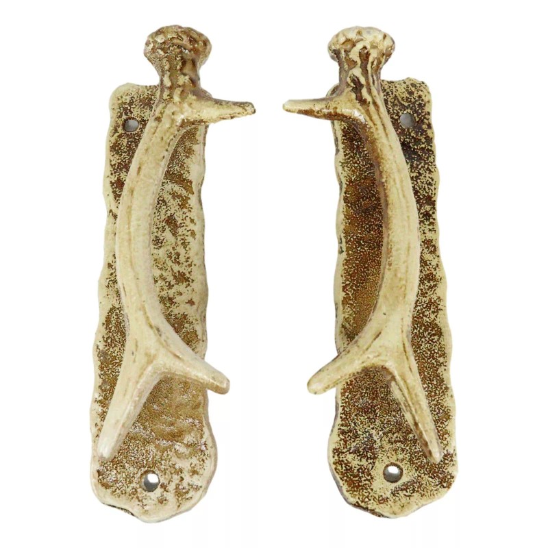 Ebros Set of 2 Western Rustic Speckled Deer Antlers Door