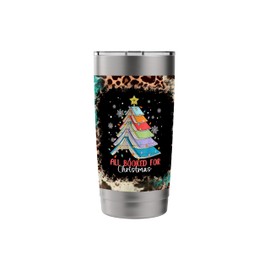 All Booked For Christmas Book Christmas Tree Lights Apparel Stainless Steel Insulated Tumbler