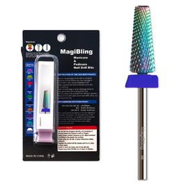 MagiBling Super Cut 5 In 1 Tapered Barrel 3/32'' Safety Tungsten Nail Drill Bits, Remove Gel Fast, Right handed, Suitable for Manicure Pedicure Cuticle Gel Polishing, Nail Techs Bits, Coarse.
