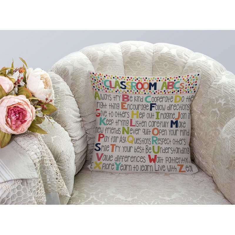 Smooffly Cushion Cover Classroom ABCs Education Decorative Throw Pillow Cover