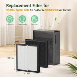 P280 P260 Filter Replacement, for TPLMB/YARIKI P280 Air Purifier, for AIUZLK P260 Air Purifier, 3-Stage Filtration (4 Pack)