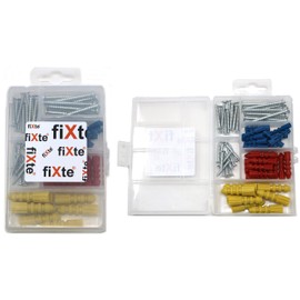 60 x fiXte Self Tapping Screws and Plugs Set Wall Fixings Phillips Galvanised Steel