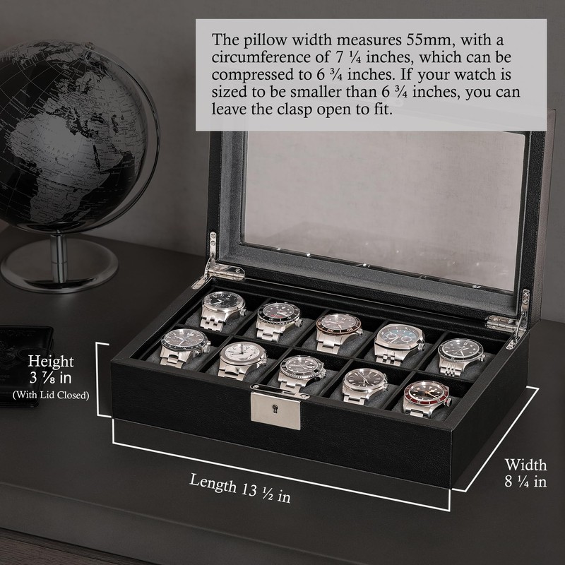 ROTHWELL 10 Slot Leather Watch Box - Luxury Watch Case