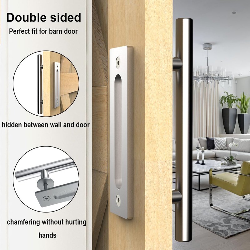 QINAIXQM 24 cm Sliding Door Handle, Double-Sided Barn Door Handle,