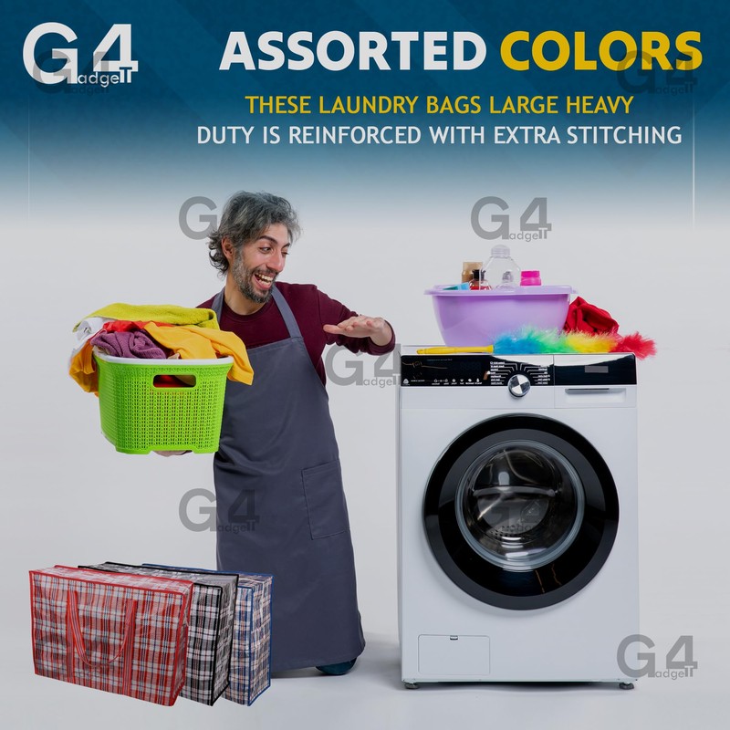 G4GADGET Pack of 3 Large Laundry Bags - Heavy Duty,