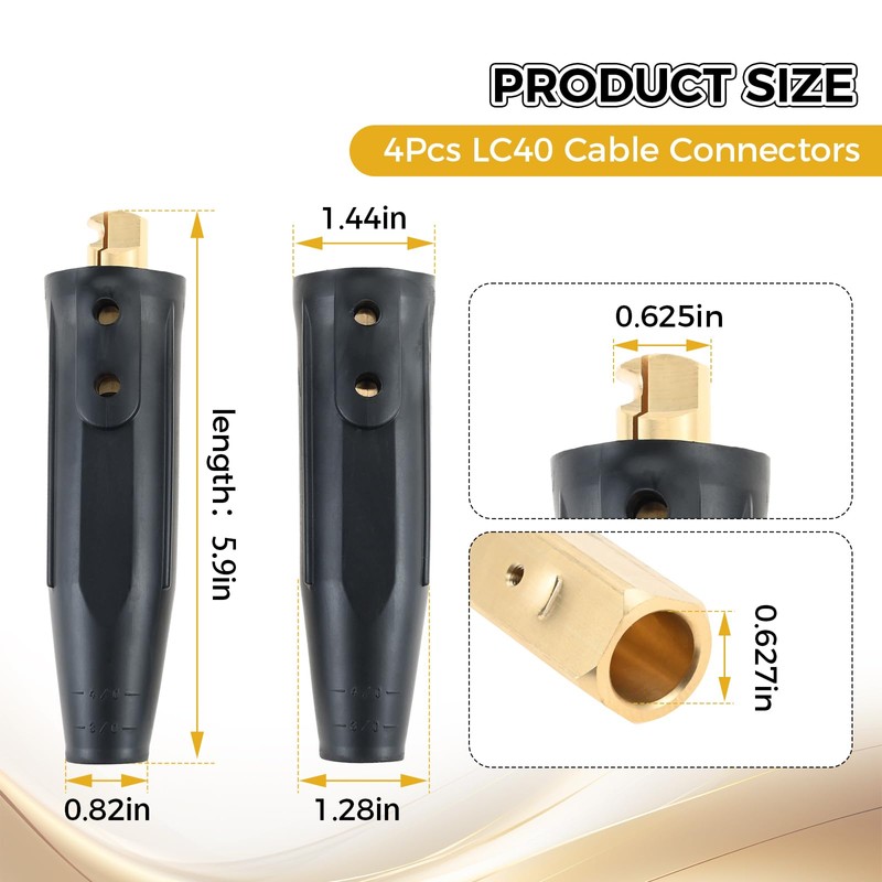 2Set LC-40 Welding Leads Quick Connector, Welding Cable Connectors, Male