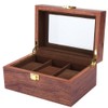 Wooden 3 Grid Watch Display Box Transparent Window Anti‑Slip Watch