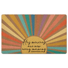 XLDLIOO Boho Christian Door Mat Doormat, Boho Sunshine Welcome Front Door Mat Indoor Outdoor Entrance, Bible Verse Artificial Coir Doormats Rugs for Porch Patio Entryway Home Decor 30x17in