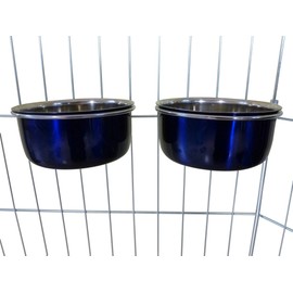 Ellie-Bo Pair of Dog Bowls For Crates, Cages or Pens and 3 Sizes (0.6Ltr Small, Blue)