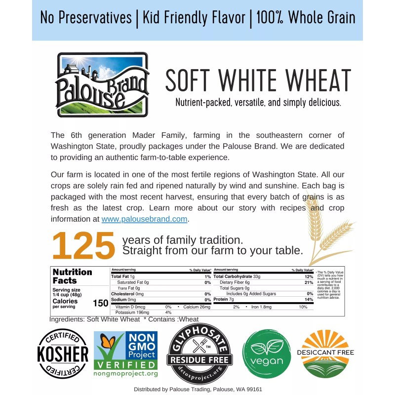 Palouse Brand Certified Glyphosate Residue Free Palouse Brand Soft White