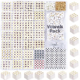 DoDoBeads Letter Beads Kit - 1650 Pieces Acrylic 4 x 7 mm Round Alphabet Beads A-Z with Spacer Beads, and Extra Vowels & Number Beads - Ideal for Bracelets, Necklaces, Friendship Bracelet Kits