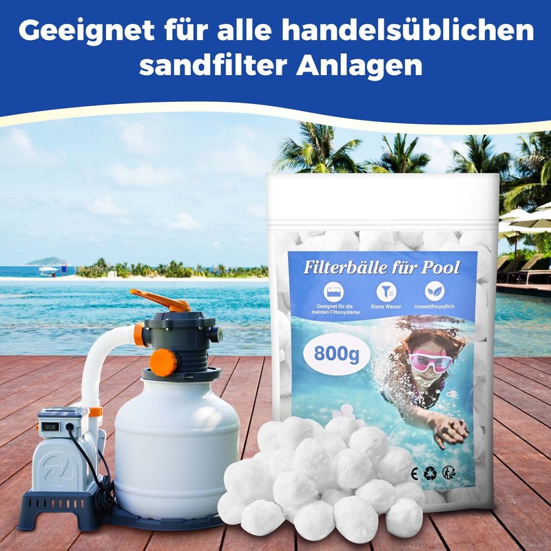 Ufoepv Filter Balls Pool for Sand Filter System, 800 g