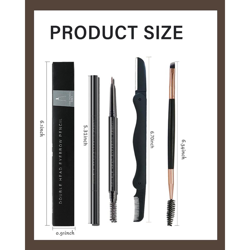 3 Pcs Waterproof Eyebrow Pencil Set,Light Brown Ultra Slim Eye