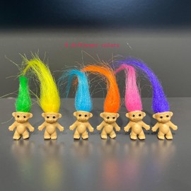 30 muñecos de pelo largo Lucky Mini Troll, colores de pelo surtidos, cuerpos de 0.8 pulgadas, cabello de 2 pulgadas. Decoración para tartas, cifras de acción, proyectos escolares, artes y