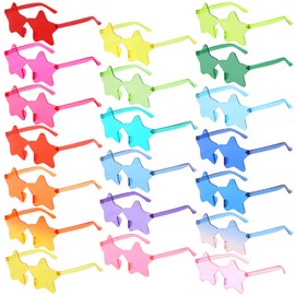 SUNOVELTIES 20 Pack Star Rimless Sunglasses, Colored Party Glasses Bulk One Piece Transparent Fun sunglasses for Teen Adult