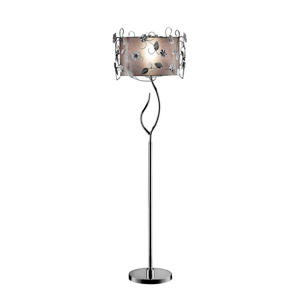 OK Lighting OK-5121F Silver Crystal Floor Lamp, 17" x 17" x 62"