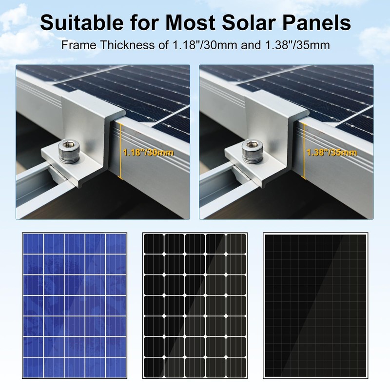 M METERXITY 10 PCS Solar Panel Mounting Brackets Kits, Aluminum