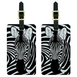 Graphics & More Zebra Safari Black Animal Print Luggage Tags Suitcase Carry-on Id, White