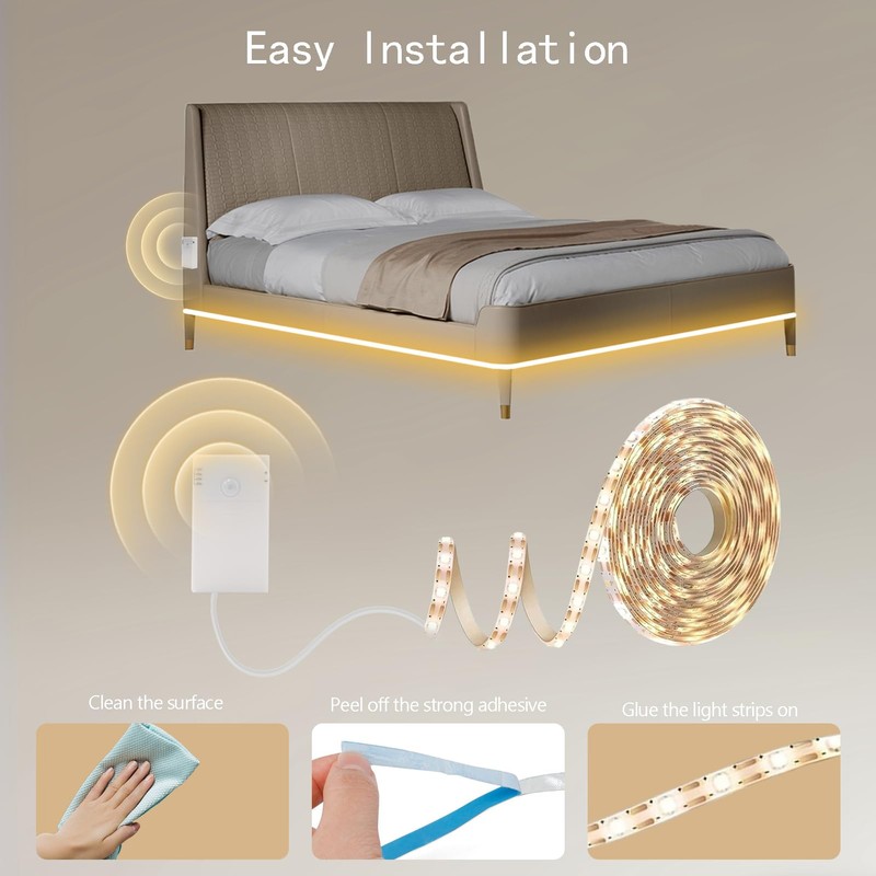 echosari Battery Operated Motion Sensor Cabinet Strip Lights, 9.8Ft 90