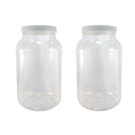 Pinnacle Mercantile 1 Gallon Plastic Jars with Screw on Lined Lids 24 Pack Wide Mouth Food Storage Containers