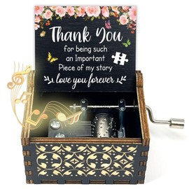 ukebobo Wooden Music Box Gift, Thank You for Being Such an Important Piece Music Box, U R My Sunshine Music Box, Retirement Christmas Birthday Graduation Friendship Gifts for Women Man Mom Friend-600
