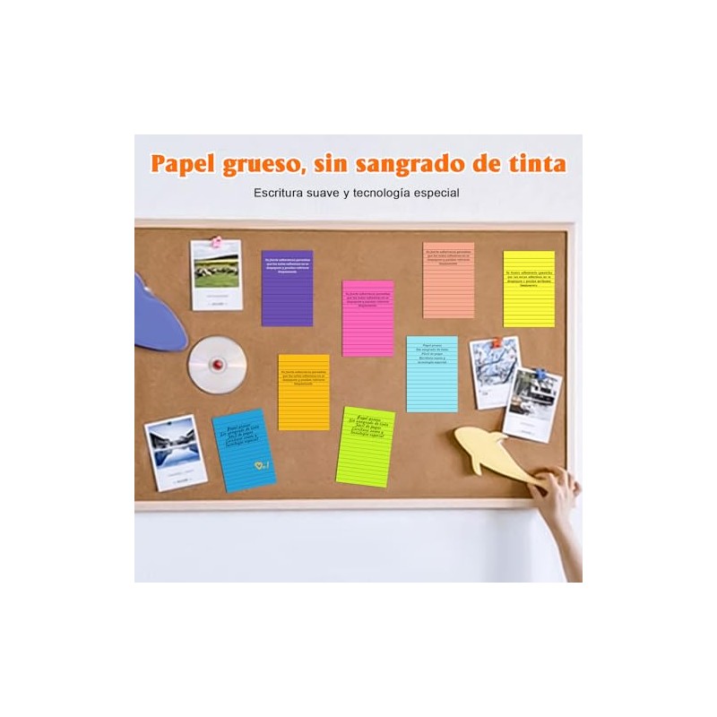8 pads Notas Adhesivas, Súper Adhesivas, Doble poder de adhesión,