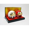 Usaburo Sosaku Kokeshi Doll Pair Happy Daruma with Display Stand