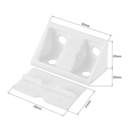 sourcing map Plastic Corner Braces, Shelf Cabinet Door 90 Degree 4 Holes Angle Brackets with Cover Cap White, Pack of 24