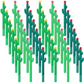 60 Pack Cactus Shaped Roller Pens Novelty Plant Gel Ink Pens Cactus Shaped Ballpoint Black Gel Ink Rollerball Pen with Flower for Summer School Home Office Supplies Gift, 3 Colors
