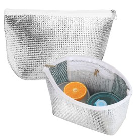 KASELIN Cold Storage Bag, Small (Double-Sided Aluminum Material), Insulated Pouch, Triple Layer Design, Aluminum Lunch Bag, Ice Pack Pocket, Bento Bag, Cooler Bag, Small, Bento Box, Rice Ball Case