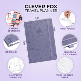 Clever Fox Travel Journal – Vacation Planner with Budget Plan, Packing List, Expense Tracker & Trip Journal – Travelling Itinerary Organizer for Women, Men & Couples – A5 Size, Lavender