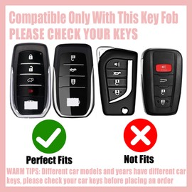 Rayslesan Cute Key Fob Cover with Rhinestone Bear Charm, Bling TPU Smart Key Case for Women, Compatible with Toyota Hilux Corolla Land Cruiser Venza RAV4 prime Sienna Fortuner (4-Button, Silver Black)