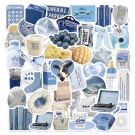 Stickers Aesthetic Waterproof Laptop Stickers Decals for Water Bottle Vintage Scrapbook Stickers for Journals Supplies Journal Planners (Cream Blue)