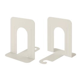 Honagu Bookends, Metal Book Ends, Bookends for Shelves, Book Holder Stopper for Heavy Books, /CDs/DVDs (1 Pair/2 Pieces, Milky White)