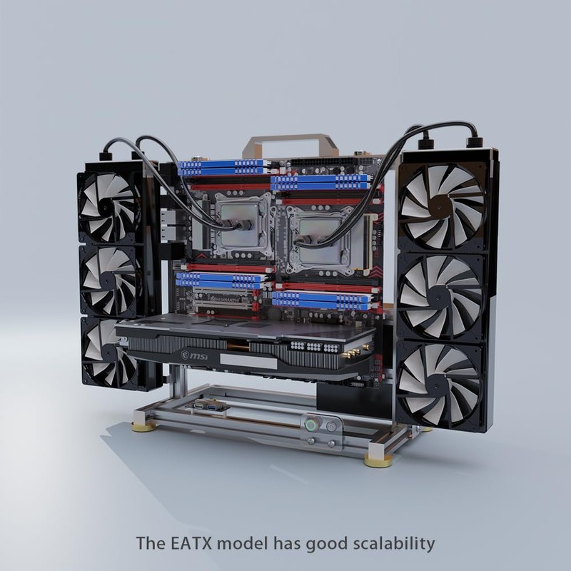 DIY Open Frame PC Chassis, Aluminum Computer Case, Supports Dual