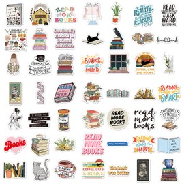 DGUSO Sticker Book 100 Stück Reading Aufkleber, Sticker Bücher Buch Lesen Vintage Aufkleber für Wasserflasche, Laptop, Scrapbook, Skateboard, Wasserdichte Vinyl Sticker für Erwachsene und Jugendliche