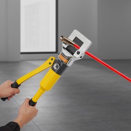 20 Ton Hydraulic Cable Lug Crimper Pliers, Manual Hydraulic Crimping Tool Kit Wire Terminal Lug Battery Crimping Crimper w/13 Dies,0.8in Stroke Hydraulic Lug Crimper Electrical Terminal Crimper Yellow