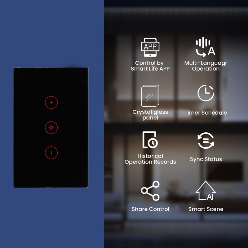 LOUYSGEN Smart Dimmer Switch Need Neutral Wire No Hub Required,2.4GHz