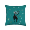 MCM Retro Atomic Mid Century Modern Space Cat Turquoise Throw