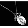 Saint Dymphna Necklace Silver Catholic Medal Trendy Inspirational Gift for