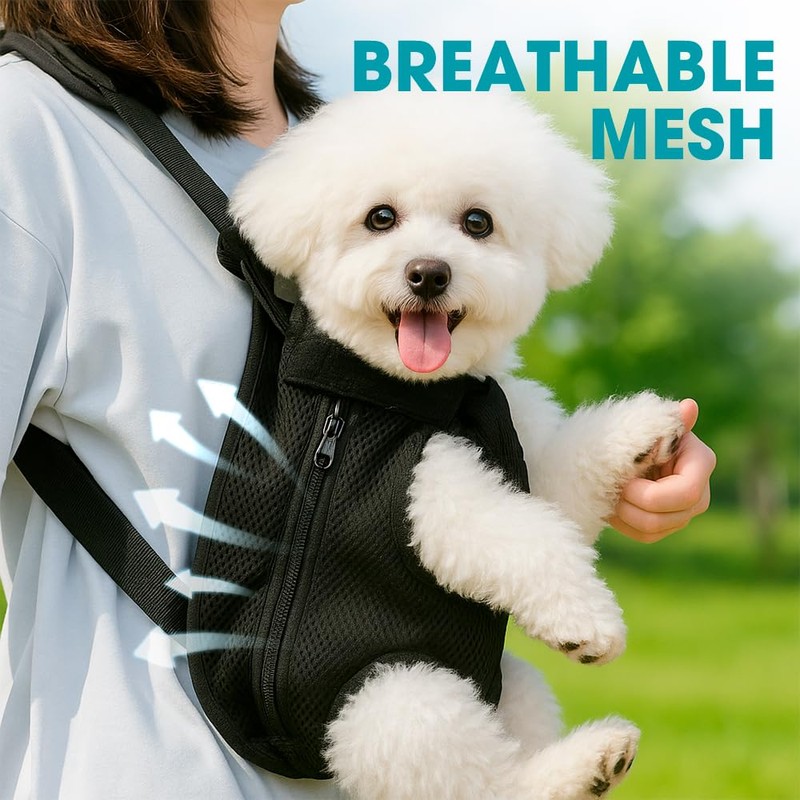 Dog Backpack Carrier, Adjustable Pet Front Carriers, Legs Out Carrying