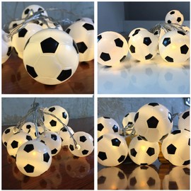 Soccer Ball String Lights for Room Decor,Battery Powered 9.8 ft 20 LED Football Fairy Lights for Son Kids'Room Classroom Theme Party Indoor Christmas Thanksgiving Decorations Birthday Gift