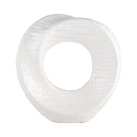 Sagebrook Home Modern Ceramic Stoneware Decorative Object - Textured Minimalist Sculpture for Home, Office, Living Room & Bedroom - 8" White