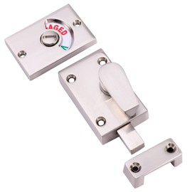 Bathroom Toilet WC Indicator Privacy Dead Bolt Door Lock, Vacant Engaged + Screws, 38 * 13 * 35mm Toilet Shower cubicles & Bathroom Indicator Bolt (Satin Nickel)