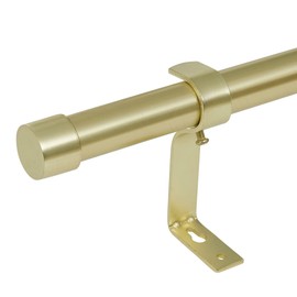 StangH Brass Curtain Rod for Windows, 1 Inch Diameter Adjustable Telescoping Curtain Rod with Classic Cylinder Finials for Living Room Kitchen Closet Patio, 28-48 inches, Brass Gold