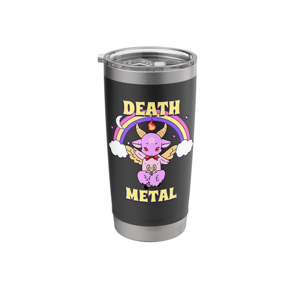 Death Metal Cute Baphomet With Pentagram Rainbow Stainless Steel Insulated