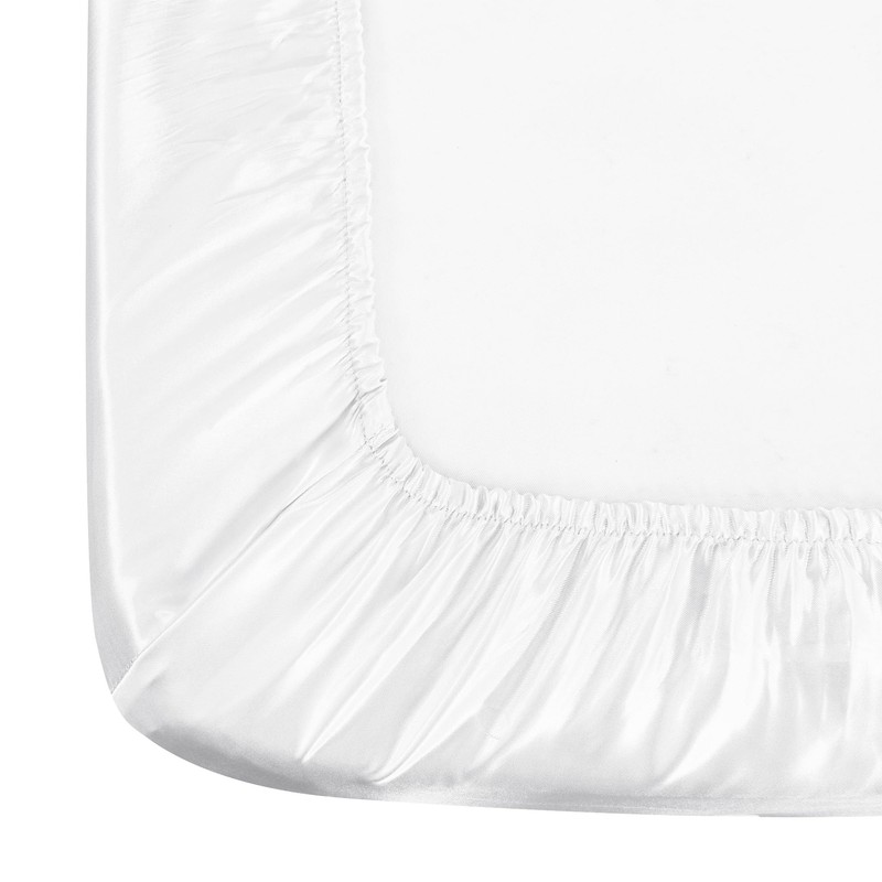 ROOEE Satin Silk Fitted Sheet with Pillowcase Set Breathable Soft